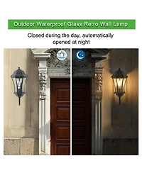 Asagikoiai 26.7"(H) Outdoor Wall Lantern with Dusk to Dawn Sensor, Waterproof Exterior Light Fixture