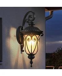 Asagikoiai 23" Outdoor Wall Lantern with Bubble Glass, Weatherproof Aluminum Porch Lantern
