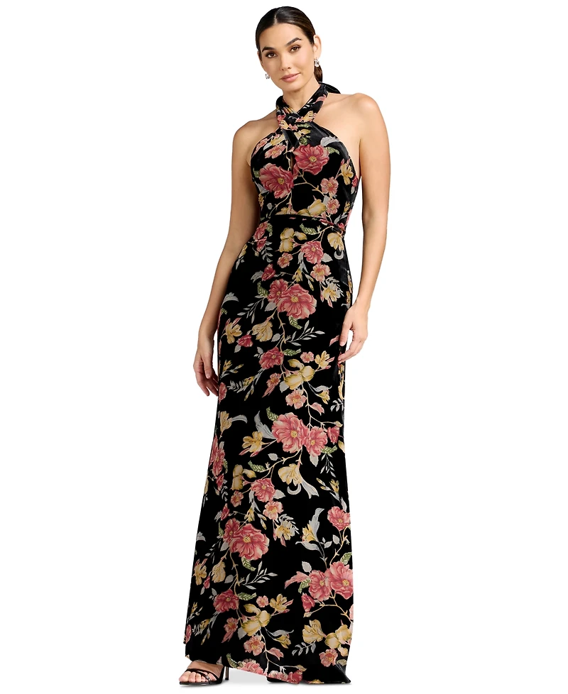 Dress the Population Women's Halter Column Floral