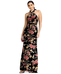 Dress the Population Women's Halter Column Floral