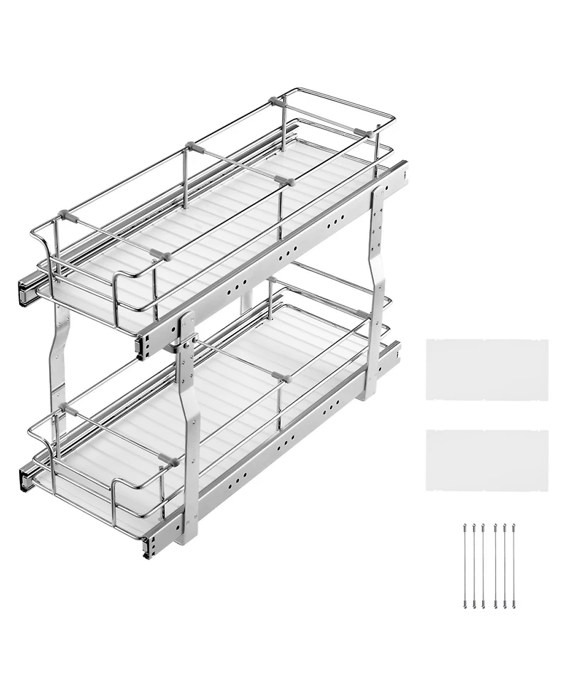 Sugift 8.5in Wx21in Dx15in H Pull Out Cabinet Organizer Steel Slide Out Drawer 10in Wx22in Dx18in