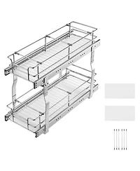 Sugift 8.5in Wx21in Dx15in H Pull Out Cabinet Organizer Steel Slide Out Drawer 10in Wx22in Dx18in
