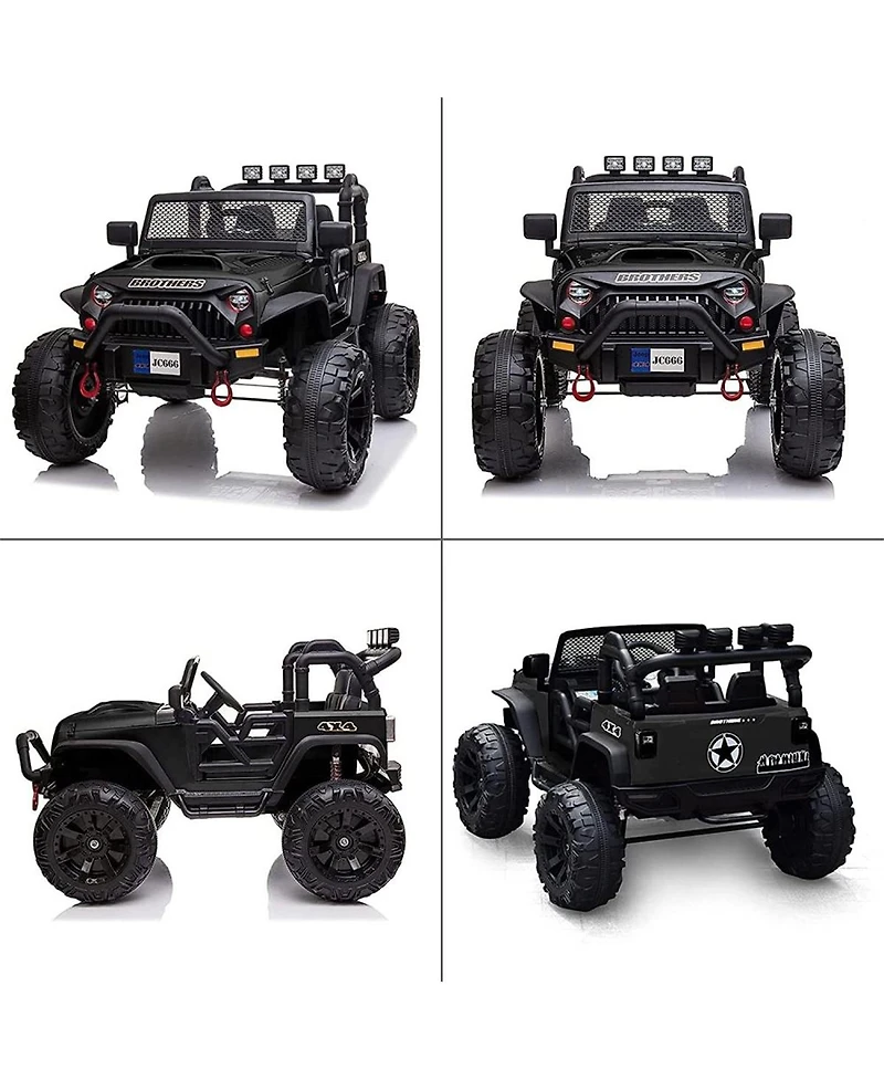 Yobtop 12V Remote Control 2-Seat Electric Ride-On Truck, 100 Lbs. Capacity, Ages 5+