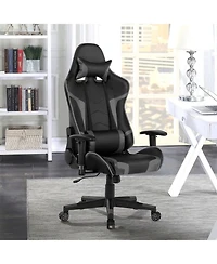 Gouun Reclining Swivel Gaming Chair with Massage Cushion and Detachable Headrest