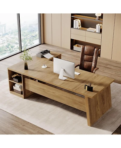 Tribesigns 77.9" L-Shaped Desk with 2 Drawers and Cabinet