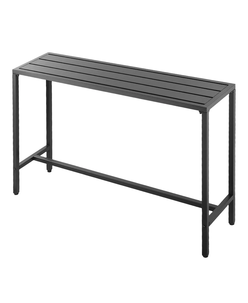 Slickblue 55x15in Patio Bar Table with Sturdy Metal Frame for Indoor Outdoor Use