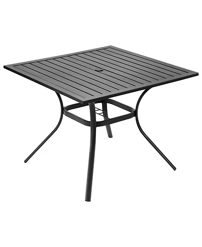 Slickblue 37in Metal Patio Bistro Table with Umbrella Hole for Garden and Porch