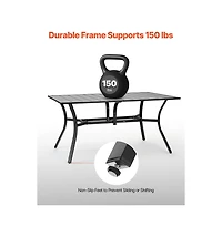 Slickblue 59in Backyard Bistro Table with Metal Frame and Umbrella Hole Outdoor Table
