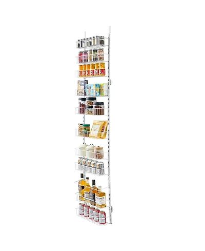 Sugift 10-Tier Over the Door Pantry Organizer Heavy-Duty Steel Adjustable Spice Rack Shelves