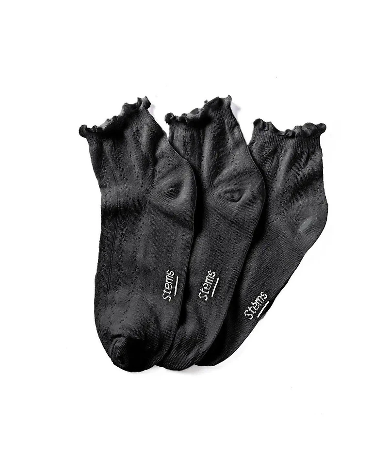 Stems Women's 3-Pack Pointelle Mid Crew Socks