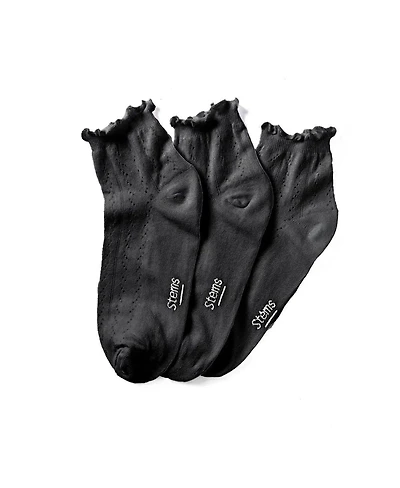 Stems Women's 3-Pack Pointelle Mid Crew Socks