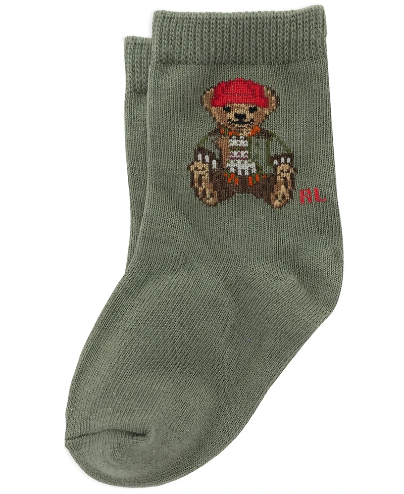 Polo Ralph Lauren Baby Boys' Outdoor Bear Plaid Crew Socks, 3-Pack
