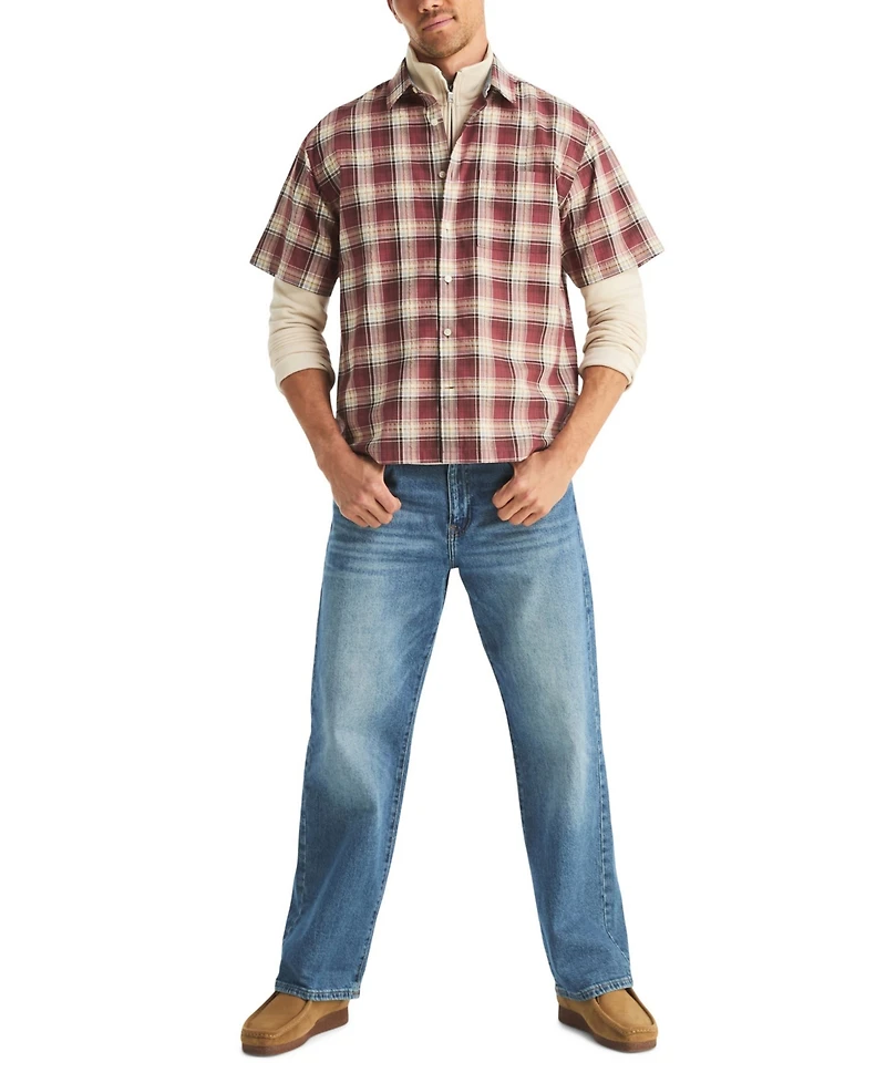 Nautica Men's Cotton Plaid Short-Sleeve Shirt