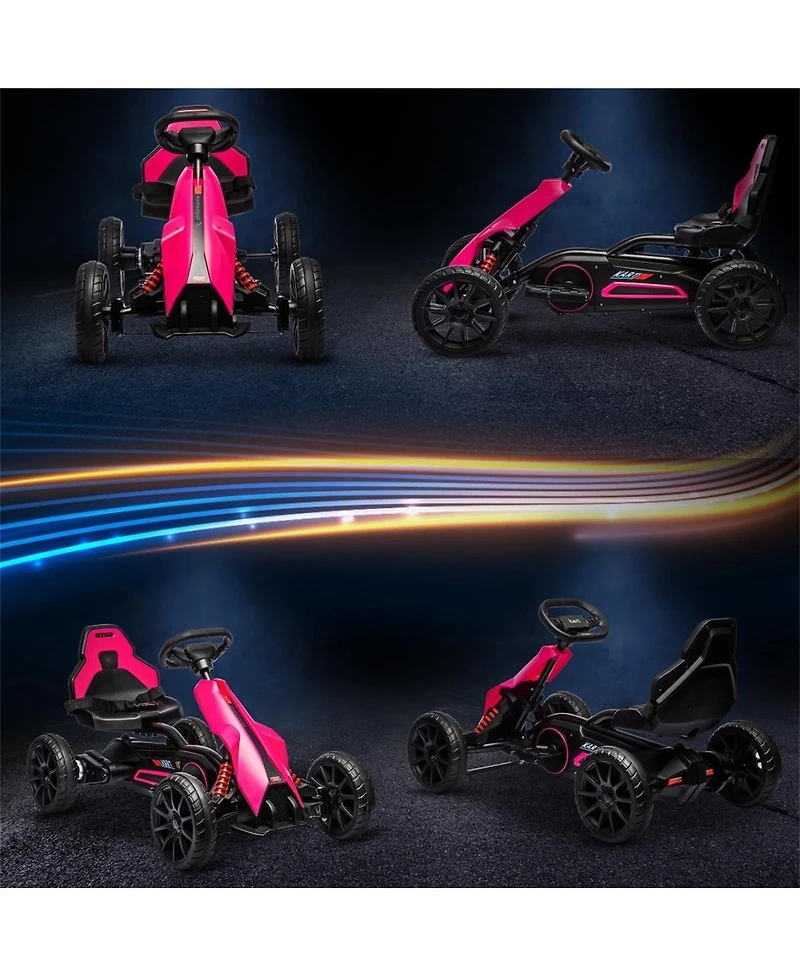 Yobtop 12V Electric Go Kart with Rechargeable Forward/Backward Drive Ride-On Toy, 66 lb Capacity, Ages 3-8
