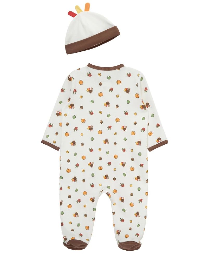 Little Me Baby Boys' and Girls' Turkey Footie Coverall with Matching Hat
