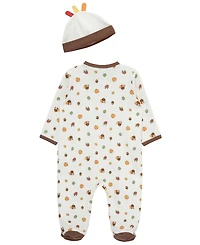 Little Me Baby Boys' and Girls' Turkey Footie Coverall with Matching Hat