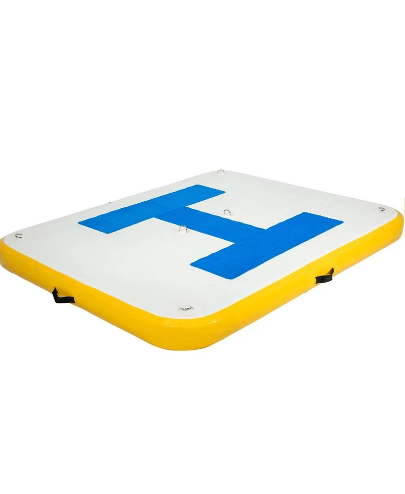 Inflatable Floating Dock Platform, 8 x 5 ft Drop-Stitch Pvc with Electric Air Pump