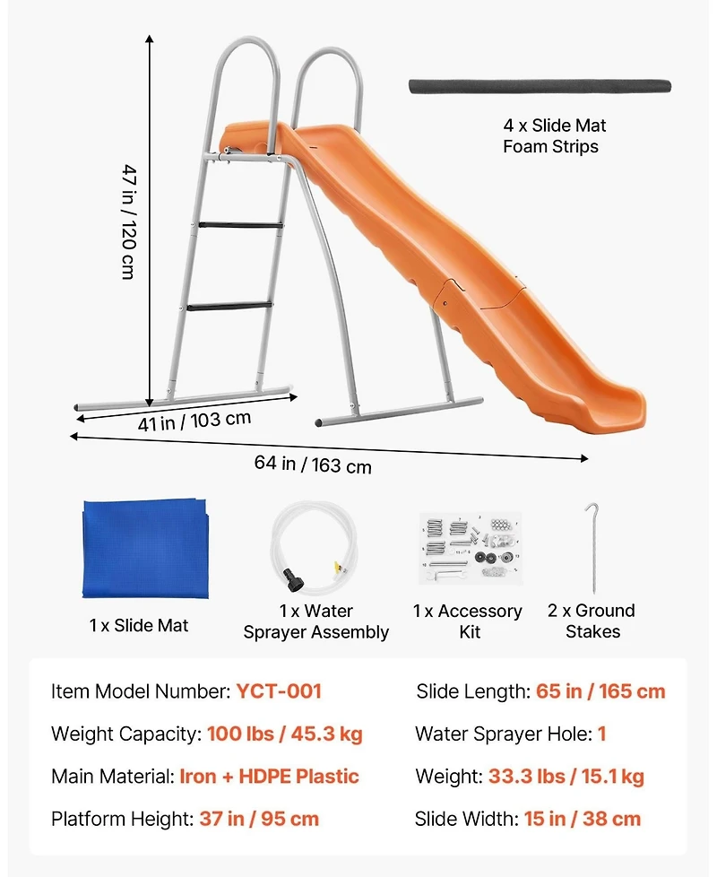 Sevorley Kids Water Slide with Adjustable Sprinkler and Ground Tarp for Backyard
