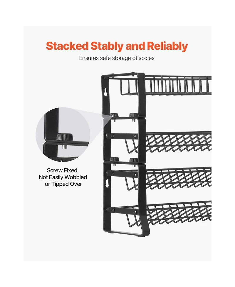 Sugift 4-Tier Stackable Detachable Spice Rack Organizer for Cabinet Countertop Pantry