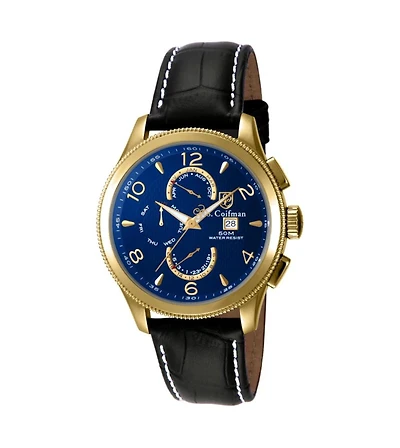 Invicta S.Coifman Men's Heritage Chronograph Dial Leather Strap Watch