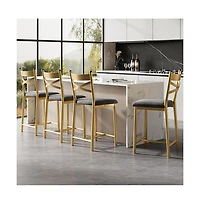 gaomon Set of 4 Bar Stools, 26" Counter Height Bar Chairs with Back, Thick Padded Seat, Upholstered for Kitchen Island or Dining Room