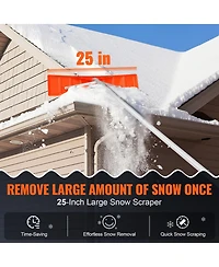 Vevor Snow Rake 25'' Abs Blade Snow Removal Tool 21ft Aluminium Roof Shovel