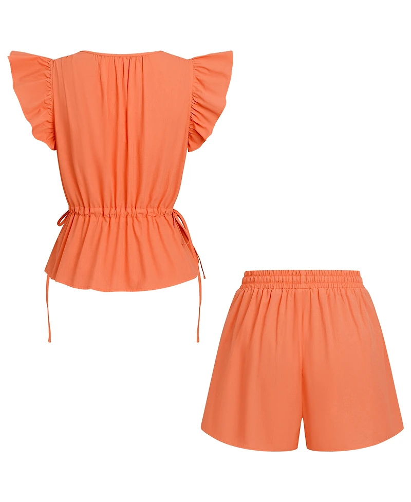 Cupshe Women's V-Neck Peplum Top Short Set