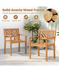 Gouun Set of 4 Solid Acacia Wood Outdoor Patio Dining Chairs with 400 Lb Capacity