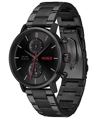 Hugo Boss Men's Takeoff Quartz Multi Ionic Plated Black Steel Watch 43mm