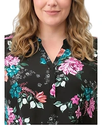 Torrid Plus Harper Floral 3/4 Roll-Tab Sleeve Blouse