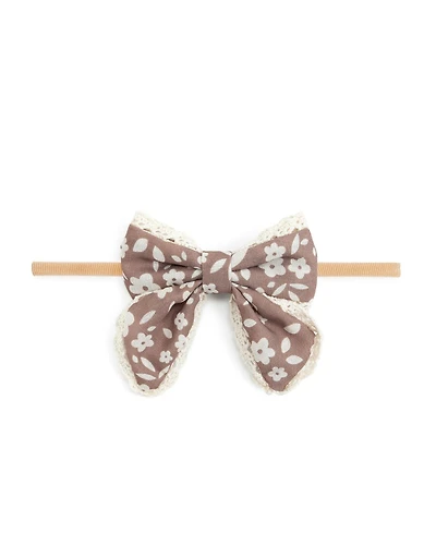 Sweet Wink Baby Girls Mocha Floral Lace Bow Baby Headband