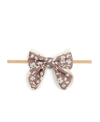 Sweet Wink Baby Girls Mocha Floral Lace Bow Baby Headband