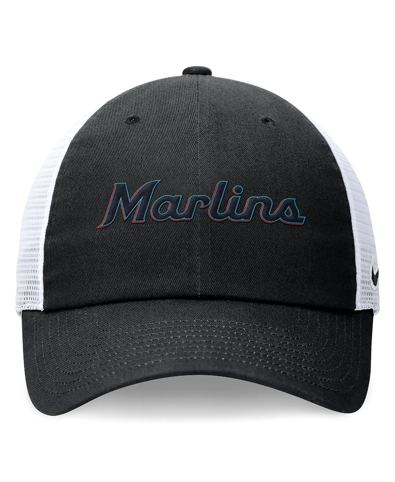 Nike Men's Black Miami Marlins Wordmark Adjustable Trucker Hat