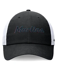Nike Men's Black Miami Marlins Wordmark Adjustable Trucker Hat