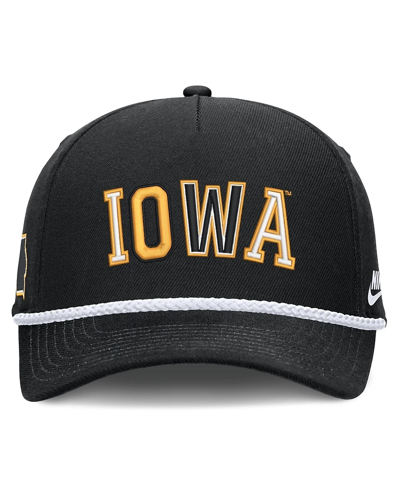 Men's and Women's Nike Black Iowa Hawkeyes 2026 Basketball Refresh 5-Panel Rope Rise Hat