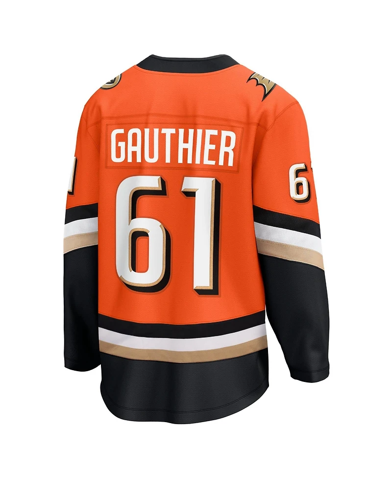 Fanatics Men's Cutter Gauthier Orange Anaheim Ducks Home Breakaway Jersey