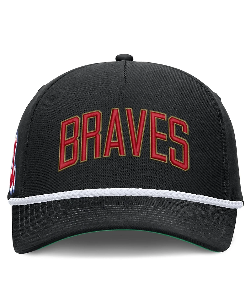 Men's Nike Black Atlanta Braves Cooperstown Collection Rise Adjustable Hat