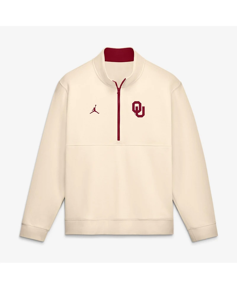 Men's Jordan Cream Oklahoma Sooners Primetime Club Fleece Half-zip Pullover