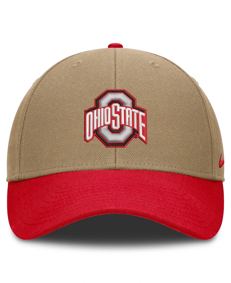 Men's and Women's Nike Beige/Scarlet Ohio State Buckeyes Primetime Rise Dri-fit Adjustable Hat