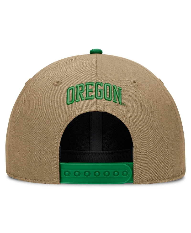 Men's and Women's Nike Beige/Green Oregon Ducks Primetime Rise Dri-fit Adjustable Hat