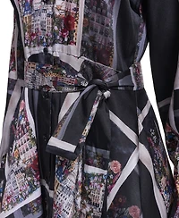 Karl Lagerfeld Paris Women's Long-Sleeve Printed Hanky-Hem Dress