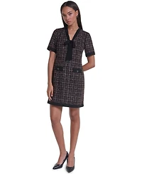 Karl Lagerfeld Paris Women's Tweed A-Line V-Neck Dress