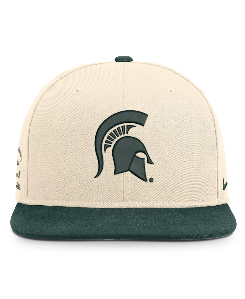 Nike Men's and Women's Natural/Green Michigan State Spartans Campus Prep Snapback Hat
