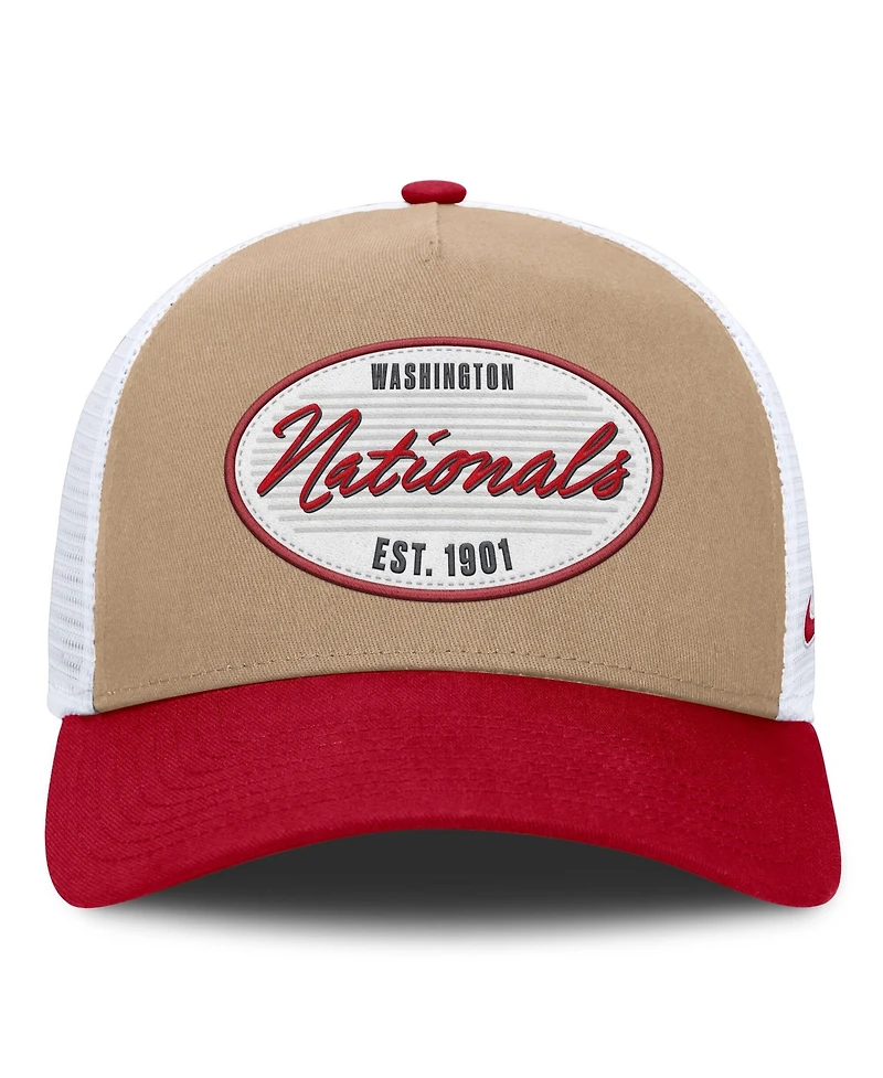 Men's Nike Khaki/Red Washington Nationals Rise A-Frame Trucker Adjustable Hat