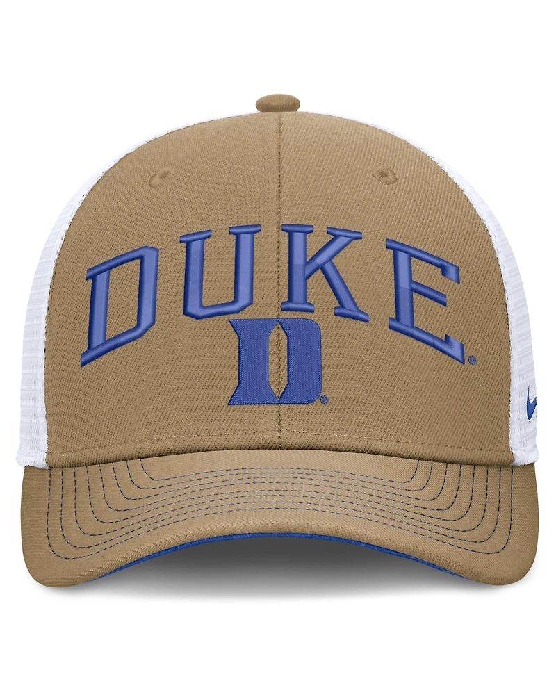 Nike Men's and Women's Beige/Royal Duke Blue Devils Primetime Arched Trucker Adjustable Hat