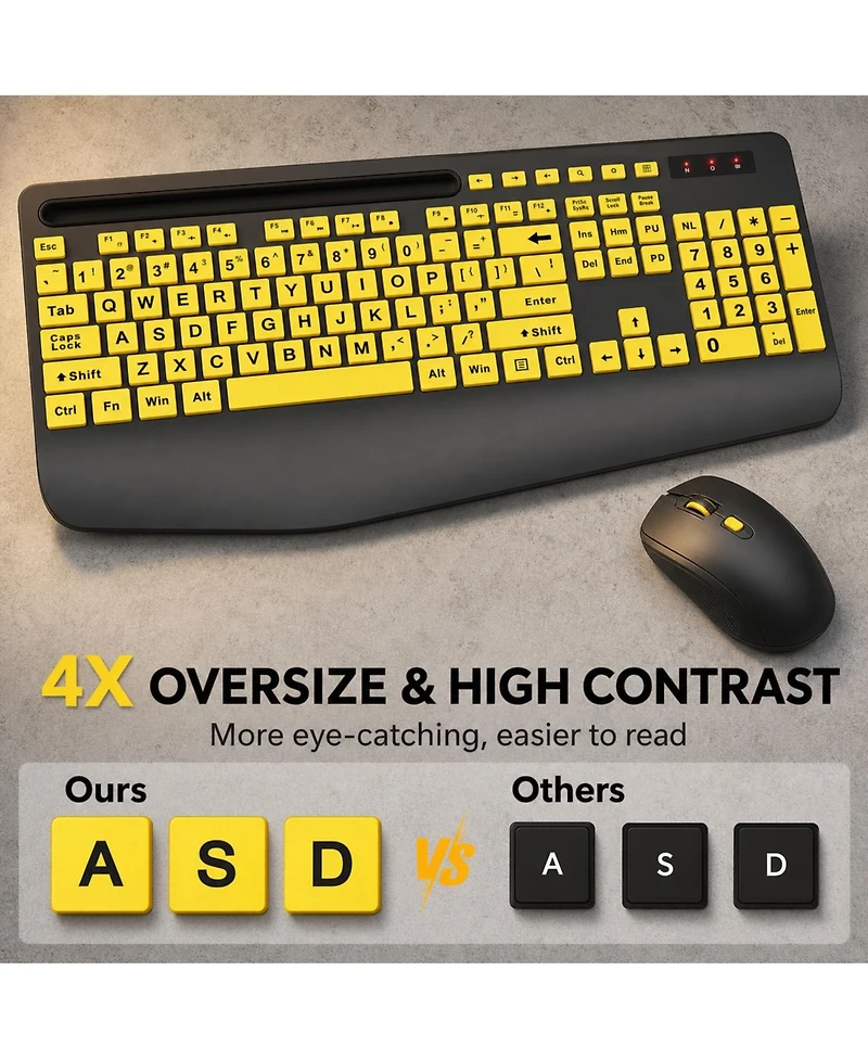 Lofree Wireless Ergonomic Wrist-Rest Keyboard and Mouse Combo for Computer/Phone/Tablet