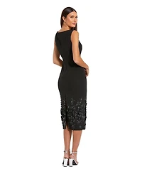 Mac Duggal Women's Crepe Sleeveless Midi Dress With Flower Beading