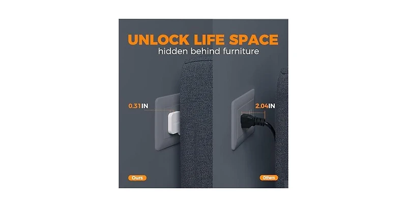 Tessan Wall Outlet Extender with 10FT, 12 Outlet, 2 Usb-c for Home, Office and Travel