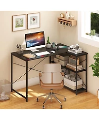 Slickblue L Shaped Corner Desk 47 Inch with Adjustable Storage Shelves