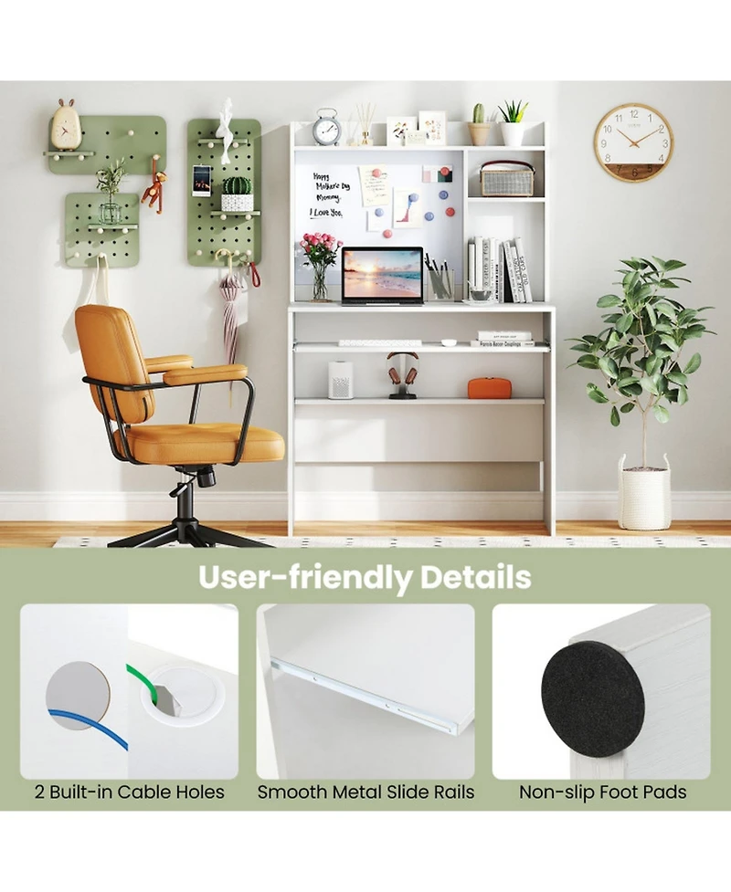Sugift Compact Computer Desk with Hutch and Magnetic board